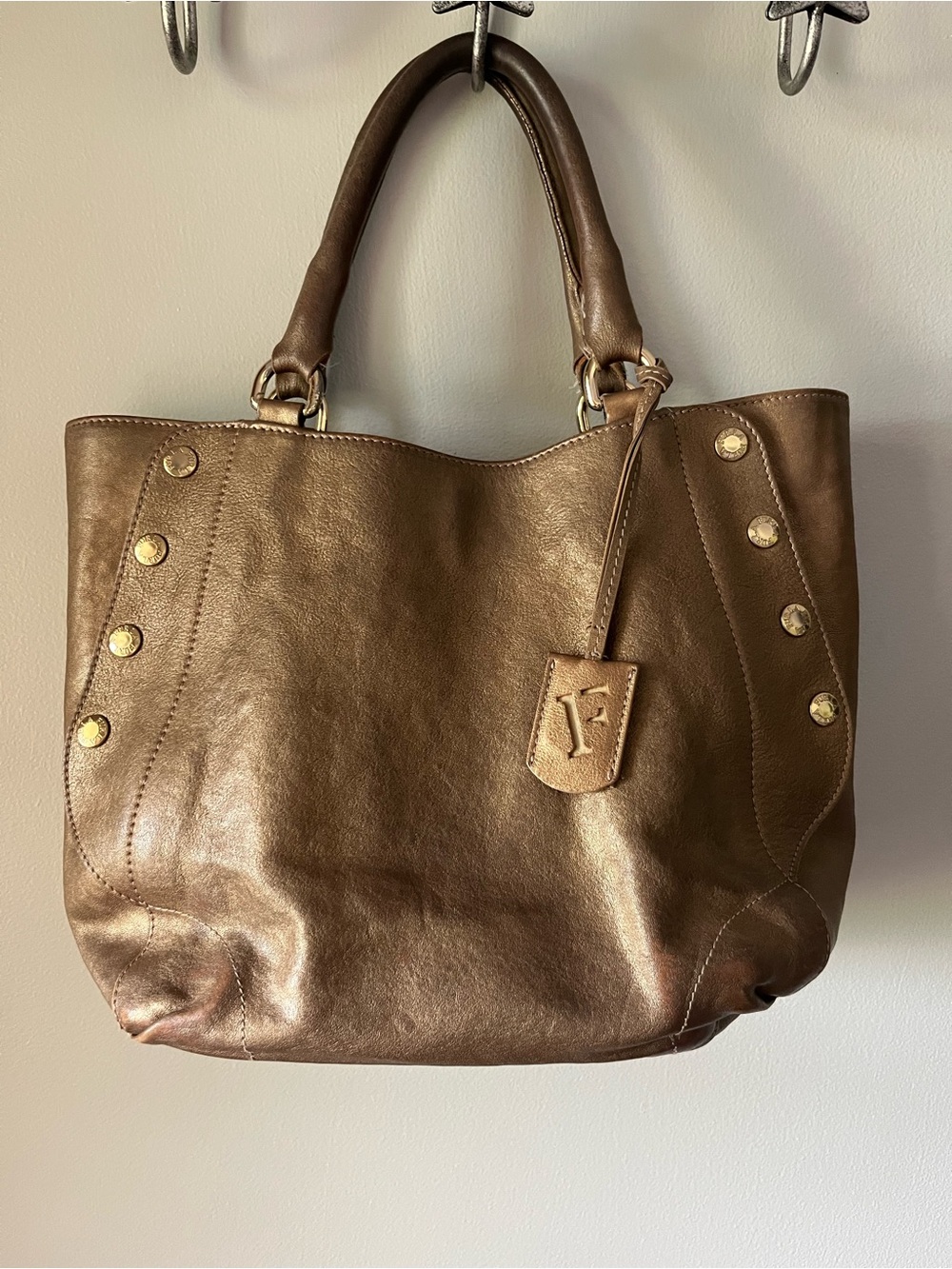 FURLA bronze Leather handbag